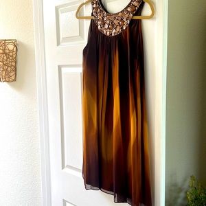 Ombré coppers with metal neckline swing dress